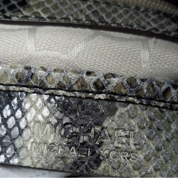 Michael Kors Ombré Hamilton Gray Leather Snakeskin Embossed Satchel Shoulder Bag - Picture 8 of 11